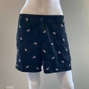 St. John’s Bay Watermelon Embroidered Black Shorts Sz 14